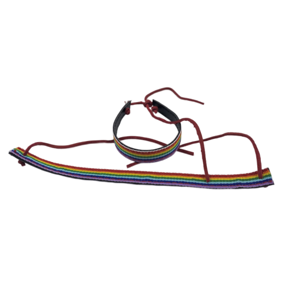 PRIDE - BRACCIALE IN PELLE NERA LGBT FLAG